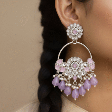 Kundan & Pearl Chandbali Earrings